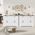 thumbnail image 5 of Hiphuta 47"Farmhouse Sideboard Storage Cabinets with 4 Doors & 2 Drawers, Coffee Bar with Brown Top for Living Room, White, 5 of 7