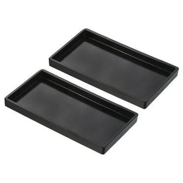 Uxcell 9x5" Fast Food Tray, 2 Pack Plastic Reusable Multi-Purpose Rectangle Serving Tray Smooth Surface Black