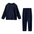 thumbnail image 2 of Wavsuf 2pcs Jogger Set Men Long Sweatsuits Sets for Mens Plush Sweatshirt and Sweatpants Navy Size 2XL, 2 of 7