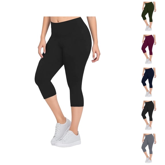 Capri Leggings for Women Elastic High Waist Plus Size Slim Fit Lifting Workout Yoga Pants Capris