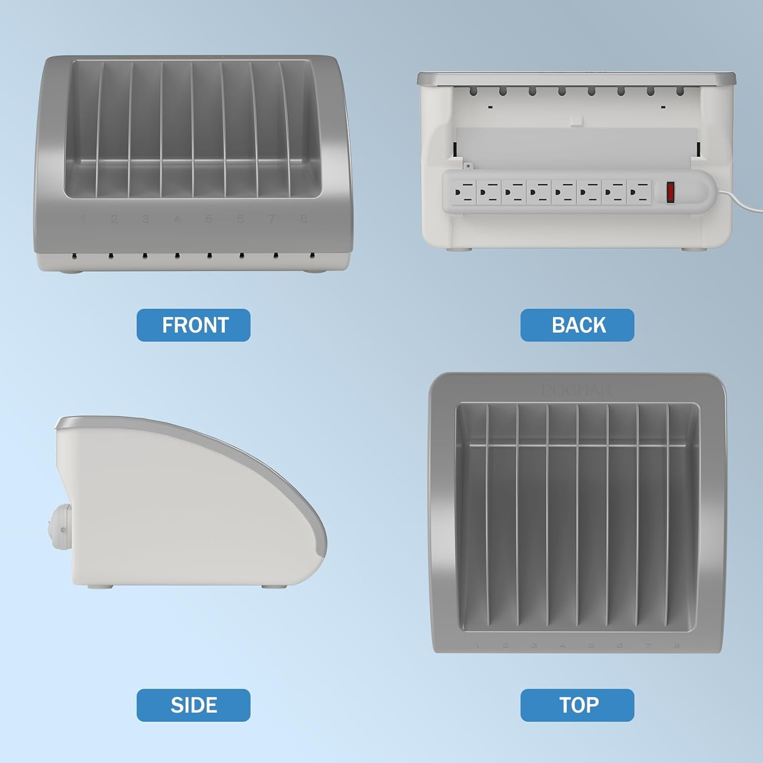 Pochar 8 Device Laptops Charging Station for Multiple Devices, Ideal for Schools Office