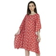 thumbnail image 2 of Moomaya Short Beach Kaftan Dress For Womens Print U-Neck Turkish Bikini Cover Up Dress, 2 of 7
