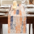 thumbnail image 3 of Orange Blue 108 Inch Table Runner, Minimalist Smear Abstract Art Painting Farmhouse Dresser Scarf Cotton & Linen Tablerunner for Dining/Kitchen Island/Holiday Party Décor 13" x 108", 3 of 9