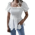 thumbnail image 2 of YAGHYAGH Womens Vintage Puff Short Sleeve Square Neck Flowy Blouse Tops, 2 of 4