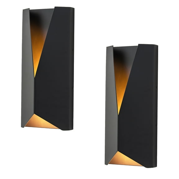 14 inch Black Dimmable Outdoor Led Wall Sconce Set of 2