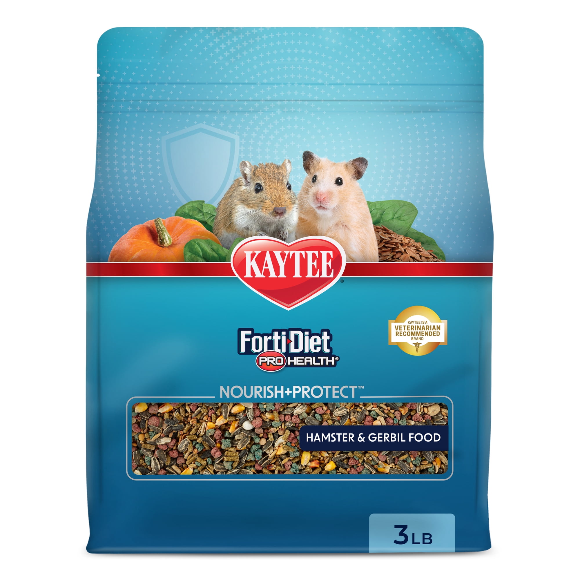 Kaytee Forti-Diet Pro Health Nourish+Protect Hamster and Gerbil Food Flavor Medley 3 Pounds