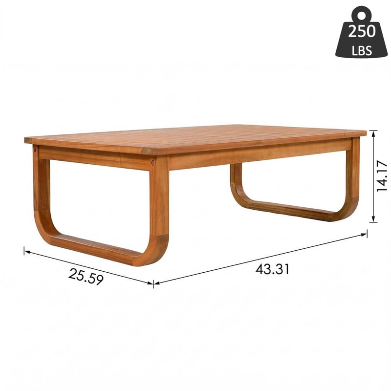 4-Piece Acacia Wood Outdoor Sectional Set with Cushions, Patio Chat Sofa Set with Coffee Table, Weather-Resistant Conversation Set