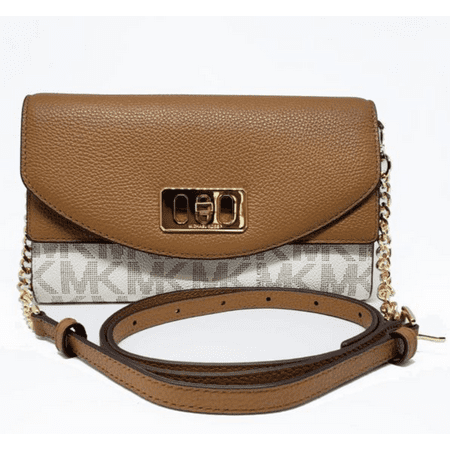 Michael Kors Karson Wallet Clutch Leather Crossbody Bag - Vanilla/Acrn