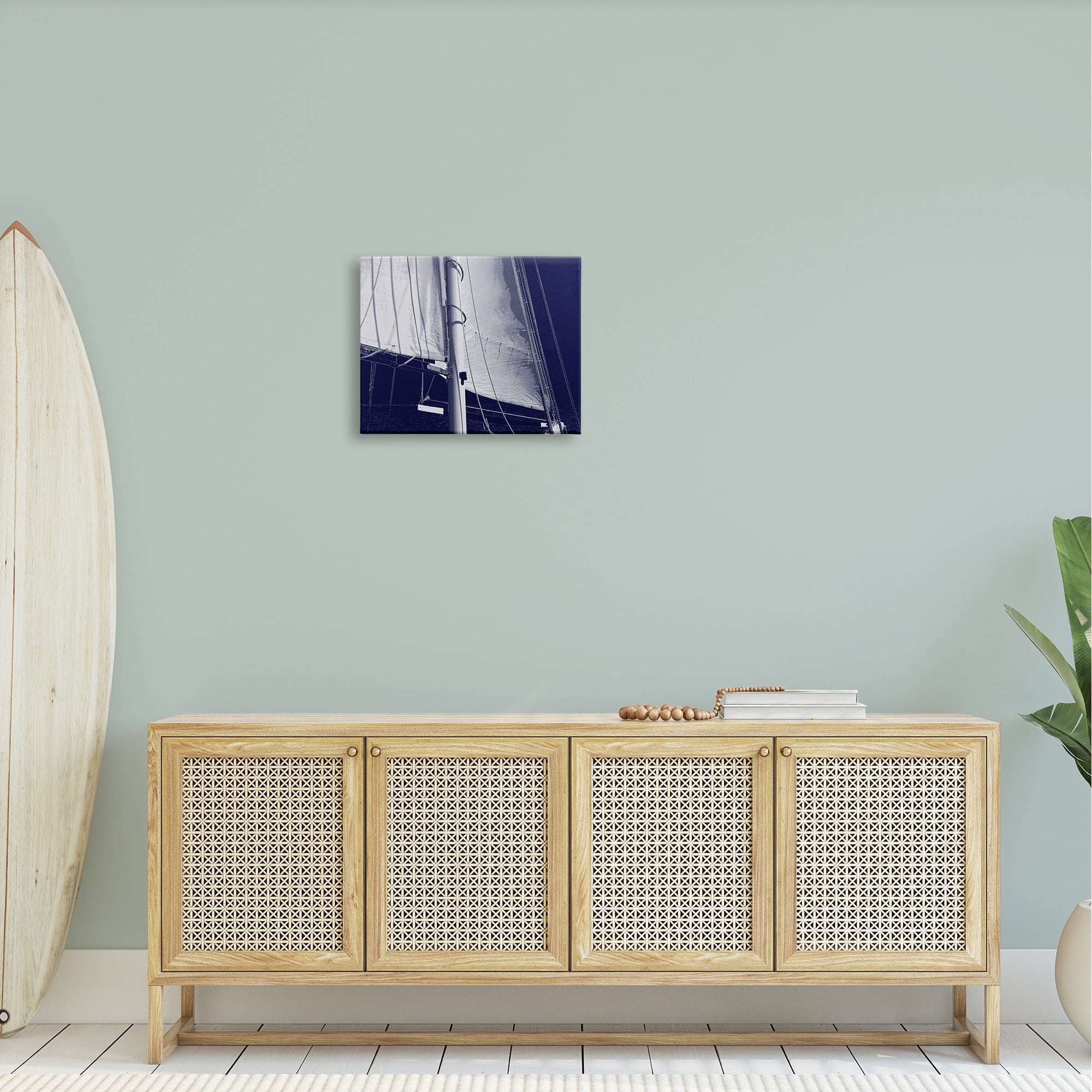 Stupell Navy Blue Nautical Boat Mast Landscape Photography Gallery Wrapped Canvas Print Wall Art