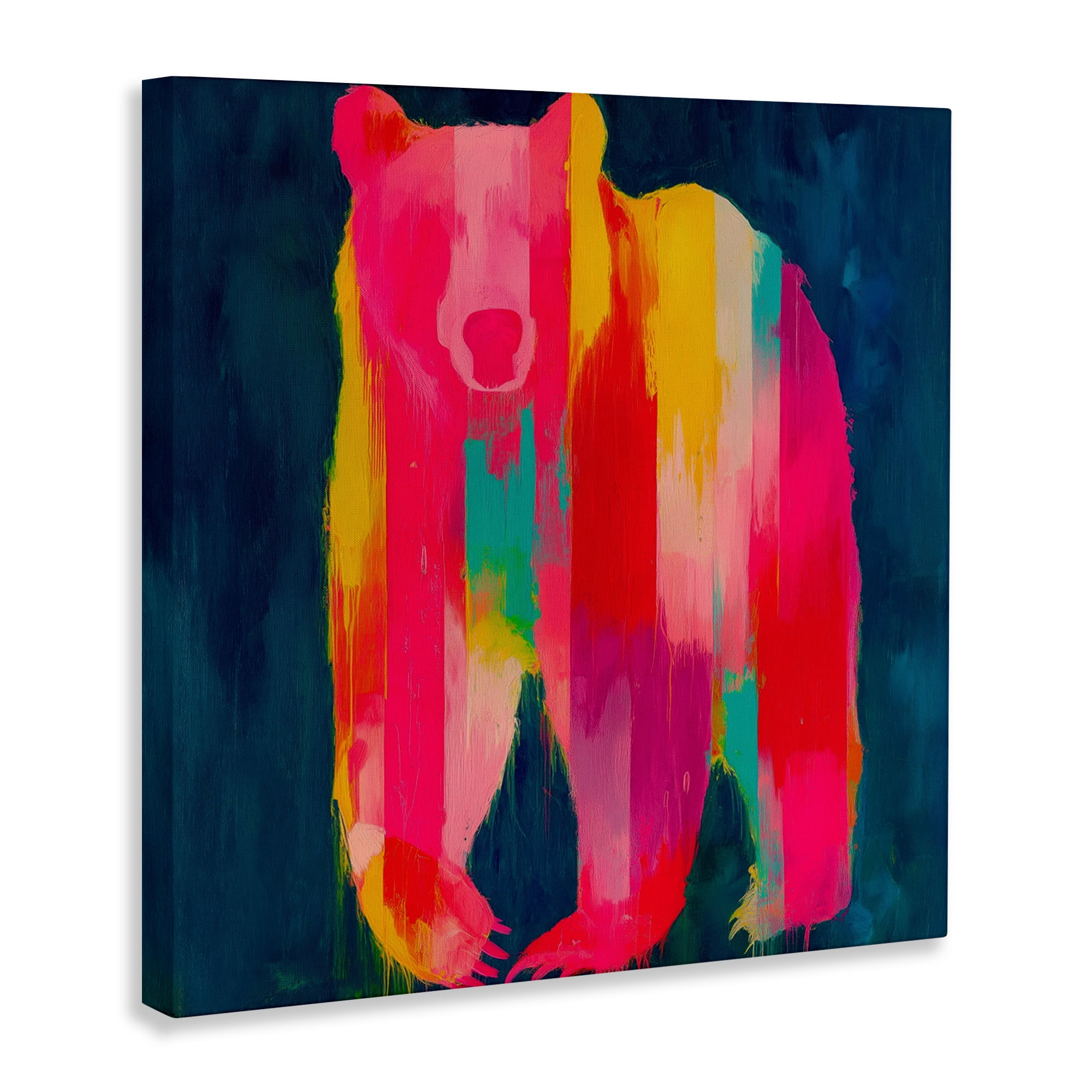 Stupell Industries Pink & Yellow Bear Standing Tall Canvas Wall Art, design by Chromatic Storm Studio
