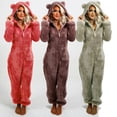 thumbnail image 2 of Plus Size Coral Fleece Jumpsuit for Women Christmas Pajamas One-Piece Pyjamas Winter Warm Women Hooded Onesies Sleepwear S-5XL, 2 of 4