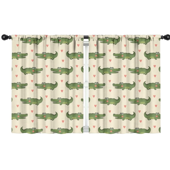 Blackout Kids Curtains,Beige Crocodiles Hearts Pattern Childrens Insulated Curtains Set Of 2,Bedroom Essentials,Toddler Room Decor 42"x54"