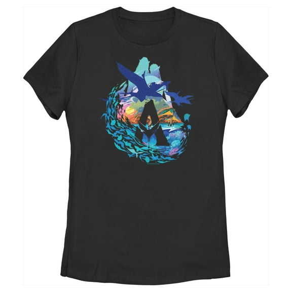 Women's Avatar: The Way of Water Great Leonopteryx Silhouette Scenic Logo  Graphic Tee Black X Large
