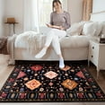 thumbnail image 5 of Jakolive 4x6 Black-Based Floral Area Rug, Vibrant Bloom-Print Carpet with Intricate Petal Detailing, Ideal for Infusing Contrast into Living Rooms, Bedrooms, Accent Nooks, 5 of 7