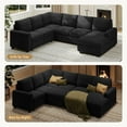 thumbnail image 4 of Neche Sectional Sofa with Storage Seat U Shaped Couch with Reversible Chaise Convertible Sectional Couches for Living Room, Black, 4 of 13