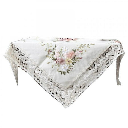 

1 Stitch Printed Stamped Easy Embroidered Tablecloth for Wedding Party Restaurant 90x90cm White 90×90cm
