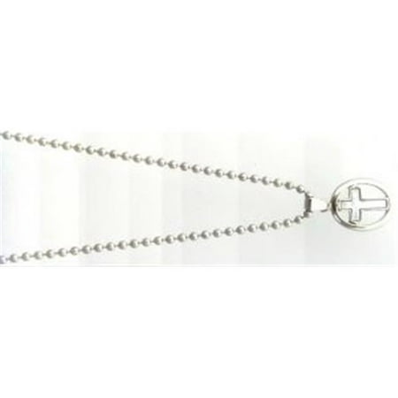 - Pndt-Mother Of Pearl Cross In Oval-Wht-18 In Chain