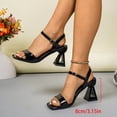 thumbnail image 5 of SACFOF Women Chunky Heel Sandals Squared Toe Slip On Block Mid Heels Sandals For Wedding Dress Bride, 5 of 5