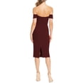 thumbnail image 2 of DRESS THE POPULATION Womens Burgundy Zippered Boned Bodice Back Slit Lined Short Sleeve Off Shoulder Below The Knee Evening Body Con Dress XS, 2 of 2
