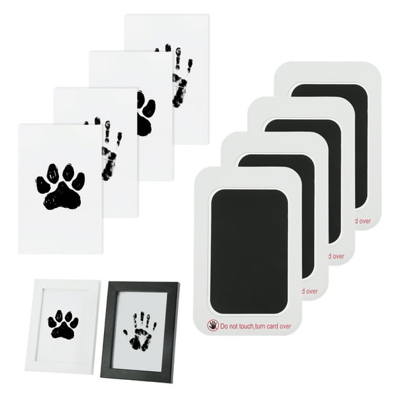 Unique Bargains Paw Print Kit for Dogs 4 Pcs Ink Pad & 2 Wooden Frames Dog Paw Print Memorial Kit for Pet Lovers Gift Black&White