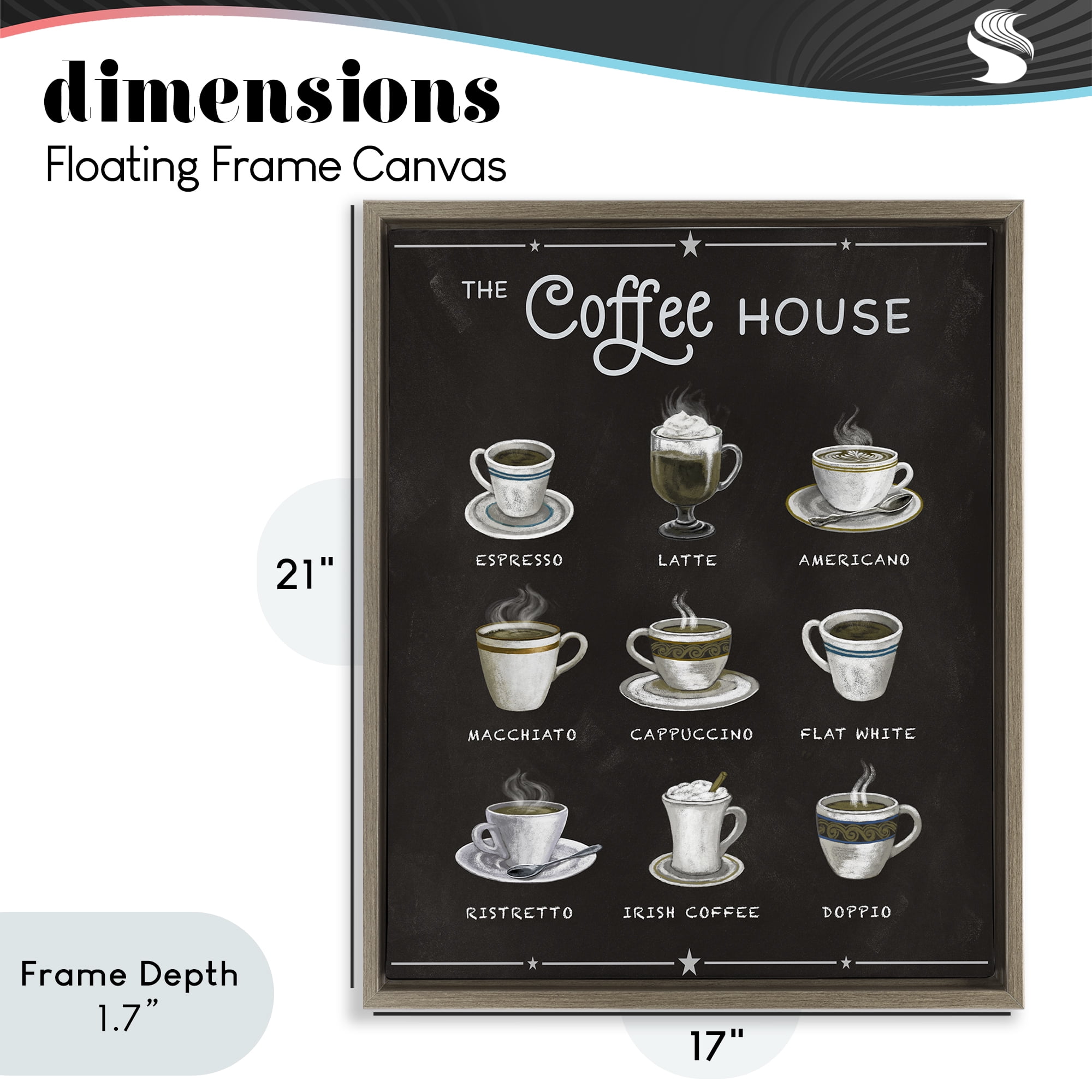 Stupell Industries The Coffee House Menu Brown Framed Floater Canvas Wall Art, design by Conrad Knutsen