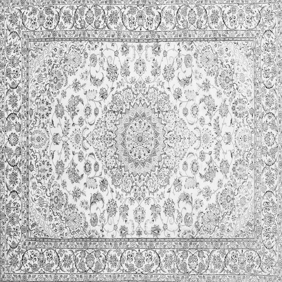 Ahgly Company Indoor Square Medallion Gray Traditional Area Rugs, 6' Square