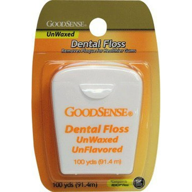 Good Sense Unwaxed Unflavored 100 Yards Dental Floss Case of 36