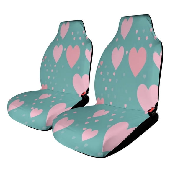 Car Seat Covers Pink Hearts Background(2) 2 Piece Soft Bucket Auto Seat Protector Universal Fit for SUV Sedan Van