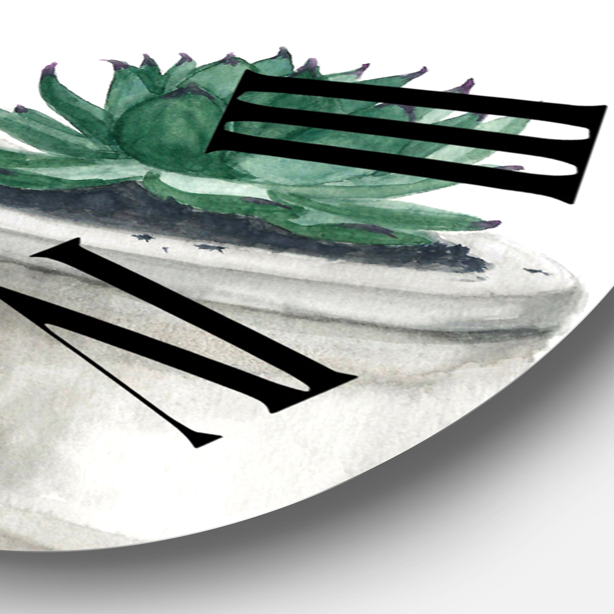 Designart 'Cactus And Succulent House Plants Vi' Farmhouse Wall Clock