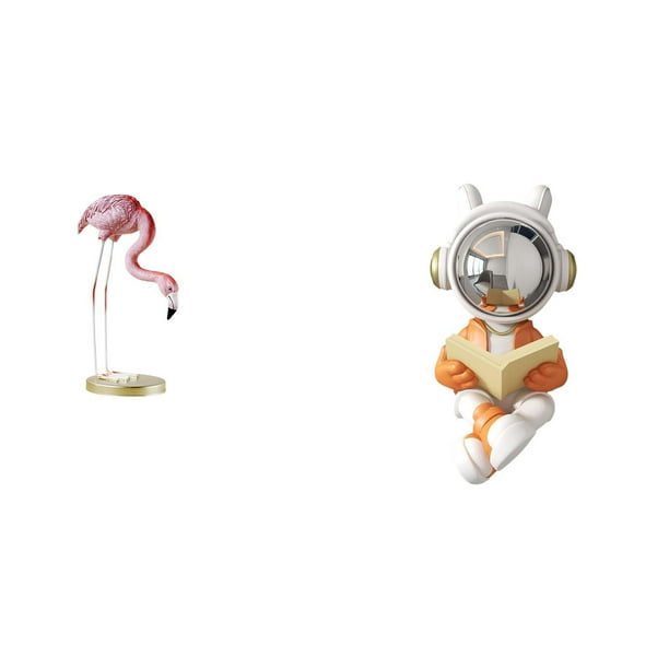 Estatua De Resina De Flamenco Astronauta, Escultura De Pájaro, Adorno Espacial, Arte Moderno, Figura De Jardín, Adorno Decorativo Para Tarta, Chimenea, Mesa, Centro De Mesa, Patio, Estanque,
