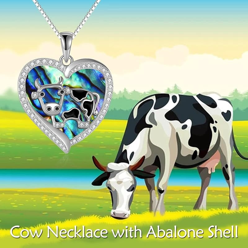 JKR  Mothers Day Gifts for Mom Cow Necklace Cow Gifts 925 Sterling Silver Cow Jewelry Birthday Gifts for Women Cow Lovers Daughter Sister Graduation