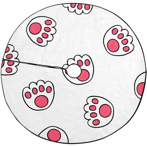 FMSHPON Paw Pattern Xmas Christmas Tree Skirt Stand Mat for Holiday Party Decoration Indoor Outdoor 36 inches