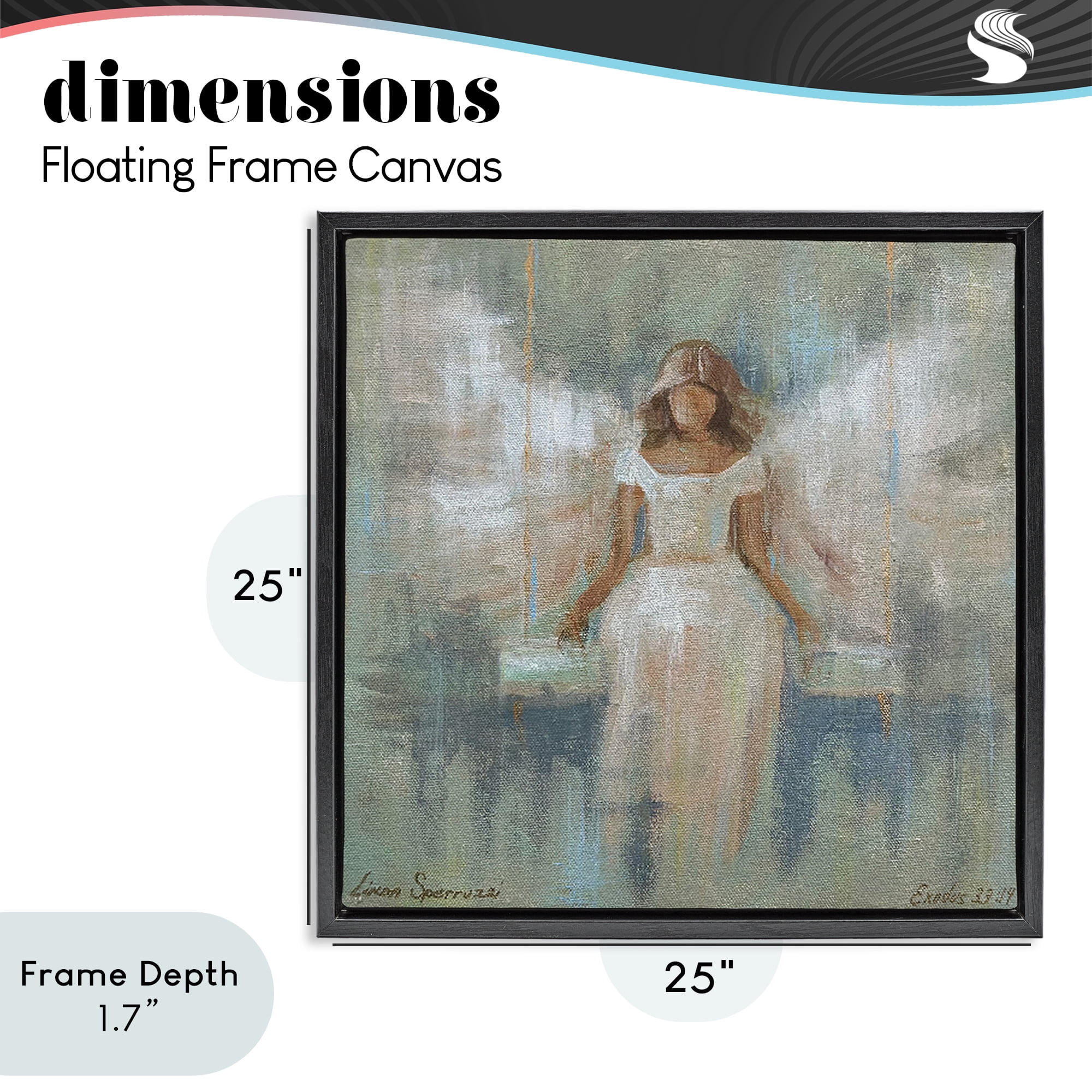Stupell Industries Dreamlike Restful Angel Black Framed Floater Canvas Wall Art, design by Linda Sperruzzi