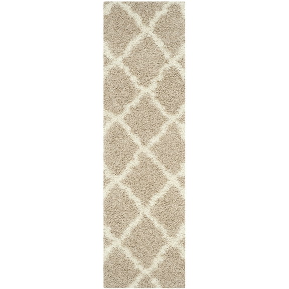 SAFAVIEH Daley Geometric Plush Shag Area Rug, Beige/Ivory, 4' x 4' Square