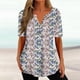 thumbnail image 1 of Puntoco 2024, tops a la moda de verano para mujer, top de manga corta holgado informal con estampado con cuello en V, top/camisa de manga corta con cuello en V, 1 of 5