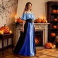 thumbnail image 7 of Renaissance Dress Women Short Sleeve Cold Shoulder Underbust Corset Dresses Vintage Victorian Goth Halloween Maxi Dress, 7 of 7