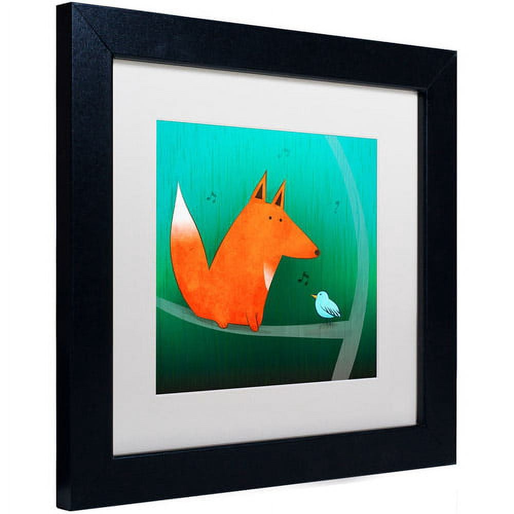 Trademark Fine Art "Fox in Tree" Canvas Art by Carla Martell, White Matte, Black Frame