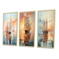 thumbnail image 3 of Designart "Minimalism Sailboat flow IX" Nautical & Beach Framed Wall Art Set Of 3 - Multi-Color Boat Sailing Frame Canvas Set For Living Room Decor, 3 of 6