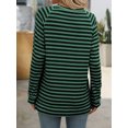 thumbnail image 5 of JYYYBF Women T-shirt Long Sleeve Crew Neck Slit Striped Tops Fall Streetwear for Casual Daily, 5 of 7