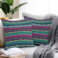 thumbnail image 2 of Gradient Stripes Outdoor Pillow Covers Set of 2 Vintage Pink Green Lines Watercolor Waterproof Throw Pillow Case Decorative Square Cushion Cover for Patio Couch Garden Balcony, 18"x18", 2 of 9