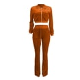 thumbnail image 3 of Women's Casual Solid Velvet Suit Slim Sports Suit Long Sleeve Zipper Top And Pant With Pockets Homecoming Suits for Women Womens Business Suits plus Rompers for Women Pants And Top Set for Women Party, 3 of 3