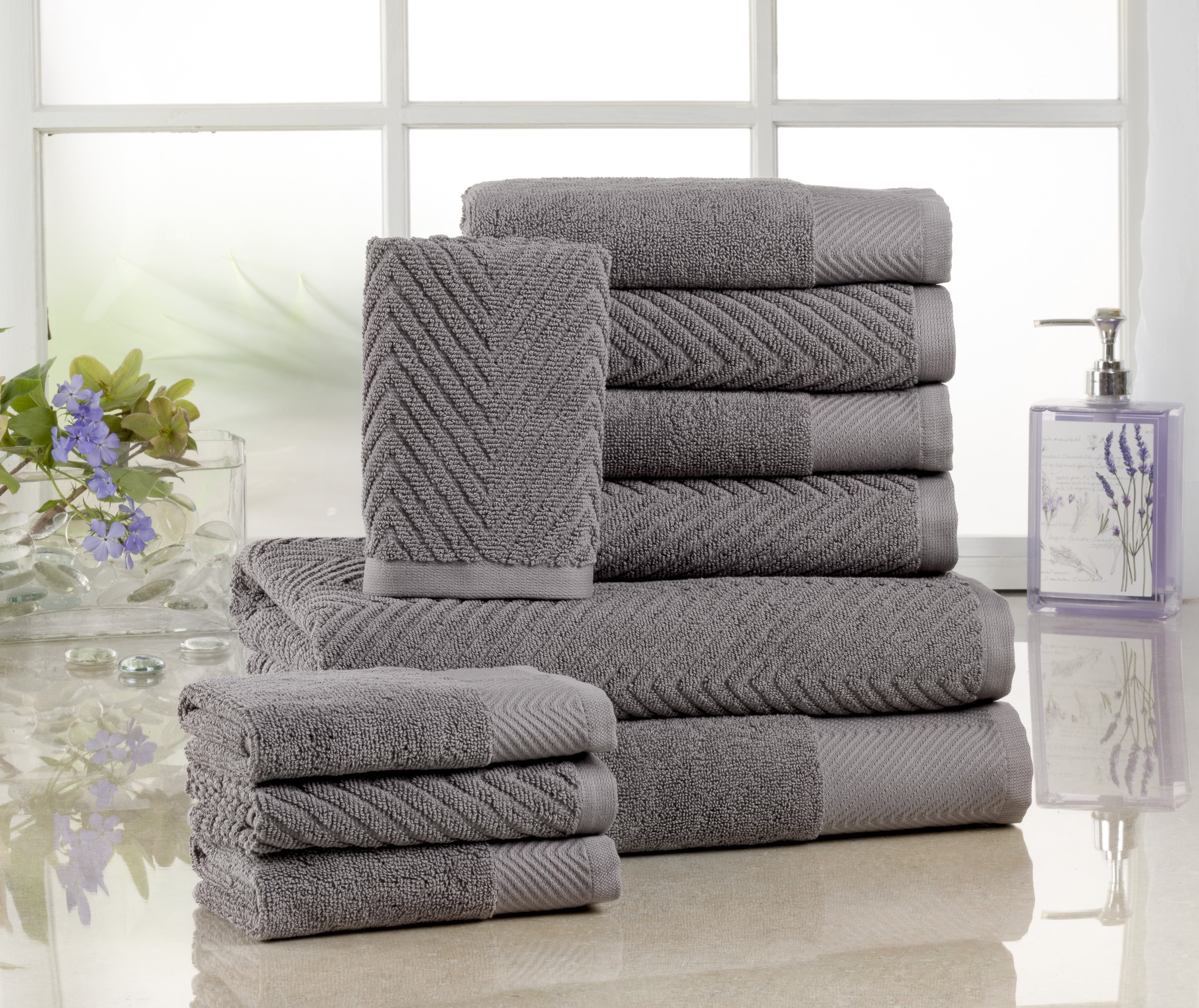 Addy Home Premium Chevron 10 Piece Bath Towel Set (2 Bath, 4 Hand & 4