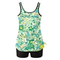 thumbnail image 4 of longantii Womens Tankini Bathing Suits Two Piece Bathing Suits Fashion Printed Blouson Tank Top Tummy Control Modest Swimsuits with High Waist Board Shorts Tankini Swimwear Green XXL, 4 of 7