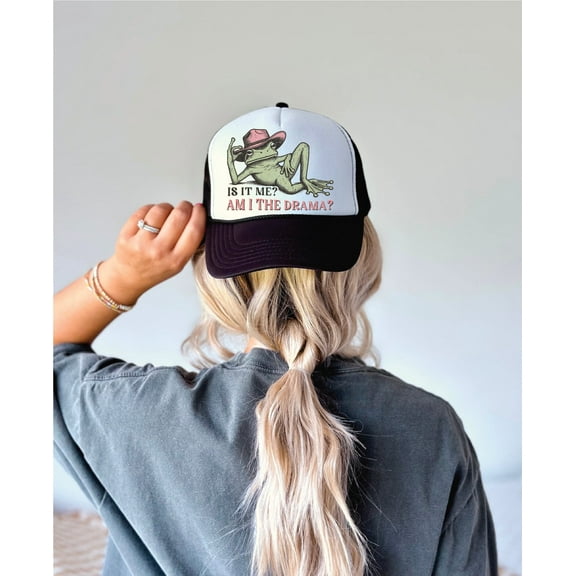 Is it me? Am I the Drama? Black & White Trucker Hat