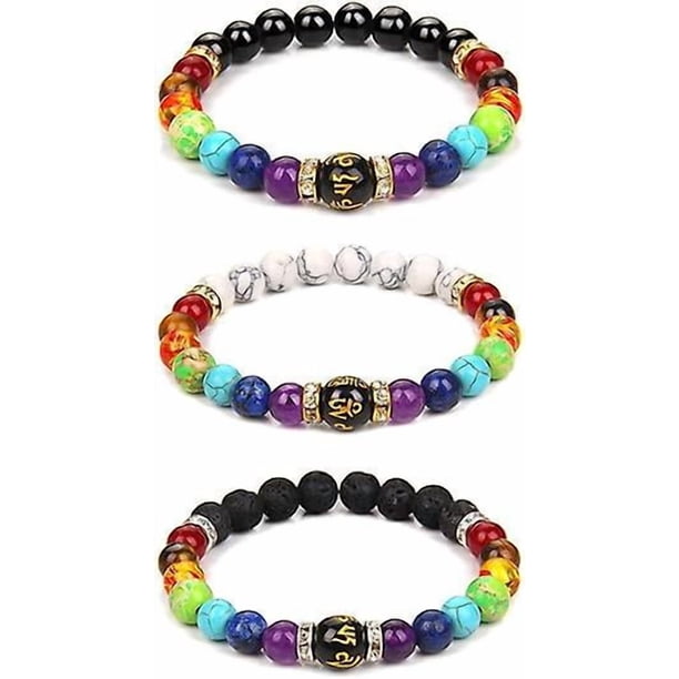 Bracelets For Women 8mm Chakra Natural Stone Bracelet Lava Rock 7 Chakras Crystals And Healing Stones Bracelets Stress Relief Yoga Anxiety Bead Bracel