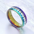 thumbnail image 4 of Luxury Ring Mens/Women's Wedding CZ Titanium Steel Mystic Rainbow Band Size 5-13, 4 of 5