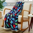 thumbnail image 4 of Elegant Comfort Reversible, Printed Sherpa Throw Blanket, All-Season Blanket- Soft, Cozy and Plush- Decorative Throw, Perfect for Lounging, 50 x 60 inches, Navy Dino Sherpa Throw Blanket, 4 of 5
