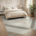 thumbnail image 3 of ODIKA 8'x10' Washable Area Rug Durable, Non-Slip Herringbone Vintage Diagonal Motif With Minimalist Farmhouse Accents for Living Room, Under Sectional, Family, 3 of 7
