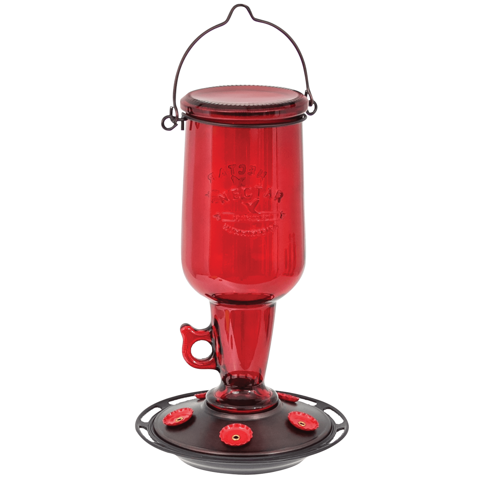 Hummingbird Feeder Glass 5 Feeding Stations 23-Ounce Nectar Capacity Vintage Red 
