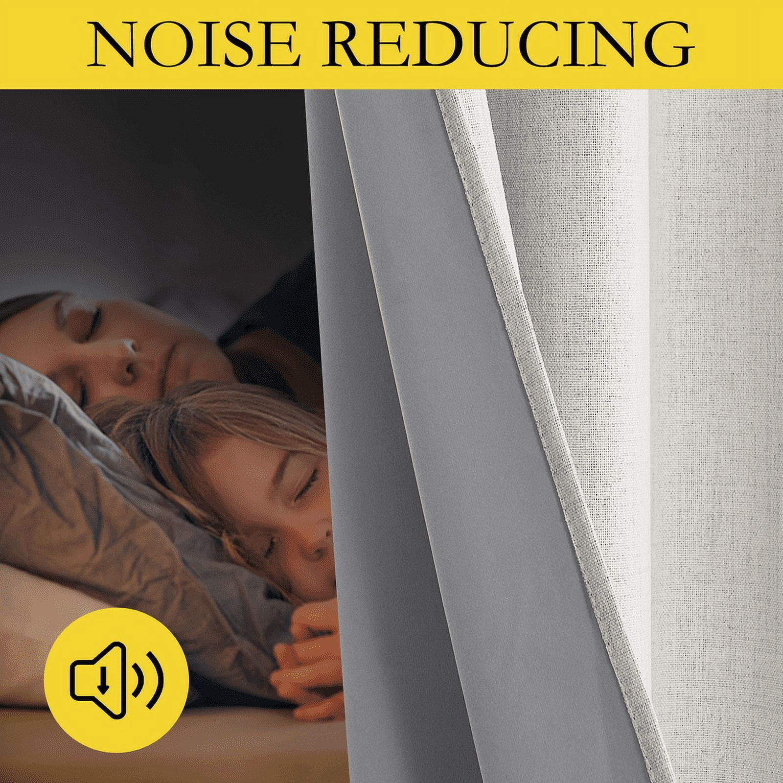 NICETOWN 100% Blackout Curtains for Bedroom Grommet Energy Saving Noise Reducing Solid Linen Drapes, W42 x L90, Angora, 2 Panels